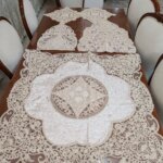 سرویس رومیزی دانتل مخمل ترک اصل پنج تکه آنتیک