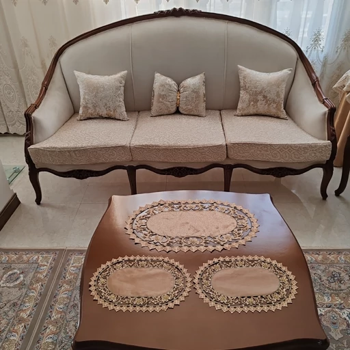 رومیزی بیضی سه تکه ساتن ملیله دوزی مدل قلب