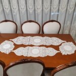 سرویس رومیزی دانتل مخمل ترک چهار تکه مدل تاج