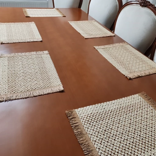 عسلی زیربشقابی حصیری کنفی جدید مدل شکوفه دورنگ