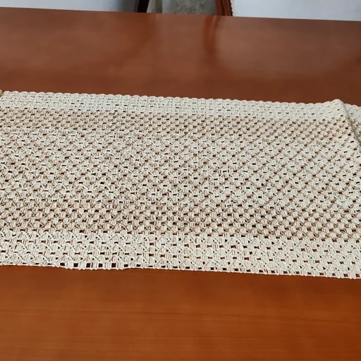 رانر جلو مبلی حصیر بافت طرح شکوفه دو رنگ 90 سانت