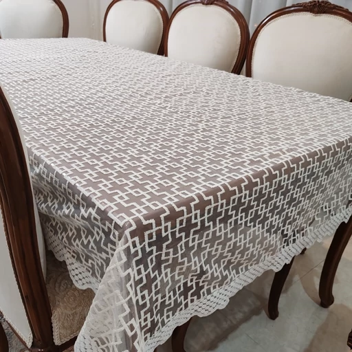 رومیزی غذاخوری هشت نفره بزرگ حریر گیپور 140*270