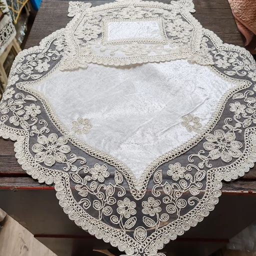 جانماز مخمل دانتل جدید سایز 45 سانتی دو تکه