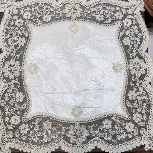 جانماز مخمل دانتل جدید سایز 45 سانتی دو تکه