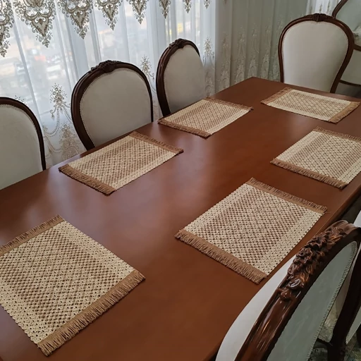 عسلی زیربشقابی حصیری کنفی جدید مدل شکوفه دورنگ