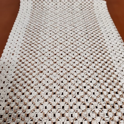 رانر جلو مبلی حصیر بافت طرح شکوفه دو رنگ 90 سانت