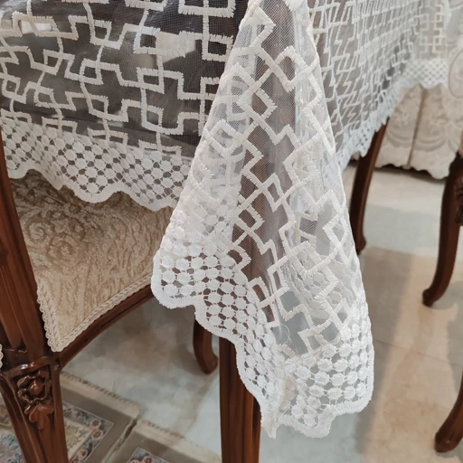 رومیزی غذاخوری هشت نفره بزرگ حریر گیپور 140*270