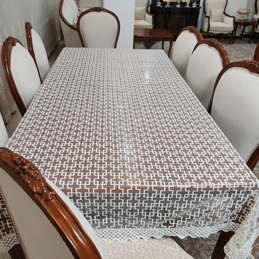 رومیزی غذاخوری هشت نفره بزرگ حریر گیپور 140*270