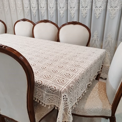 رومیزی غذاخوری قلاب بافی نخی جدید 250 سانت