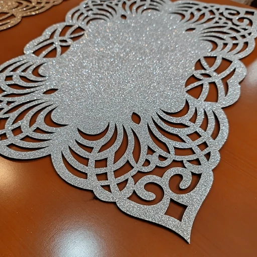 رومیزی زیر بشقابی مستطیل چرم اکلیلی نسیم 27*37
