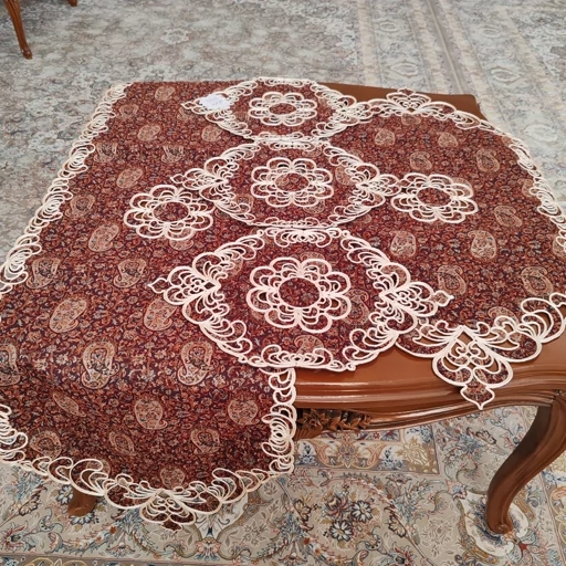رومیزی ترمه قیطون دوزی پنج تکه درجه یک