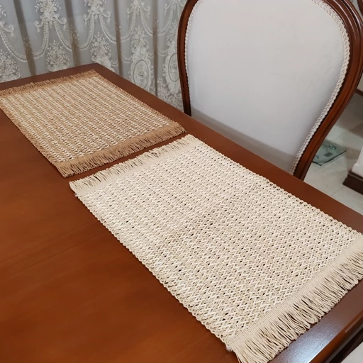 رومیزی زیربشقابی حصیری جدید طرح ترکیبی 30*45 سانت