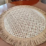 رومیزی زیربشقابی گرد حصیری جدید شکوفه 38 سانت