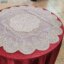 رومیزی گرد تک دانتل مخمل طرح نگین 56 س