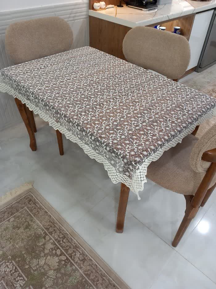 رومیزی غذاخوری مستطیل چهار نفره حریر گیپور