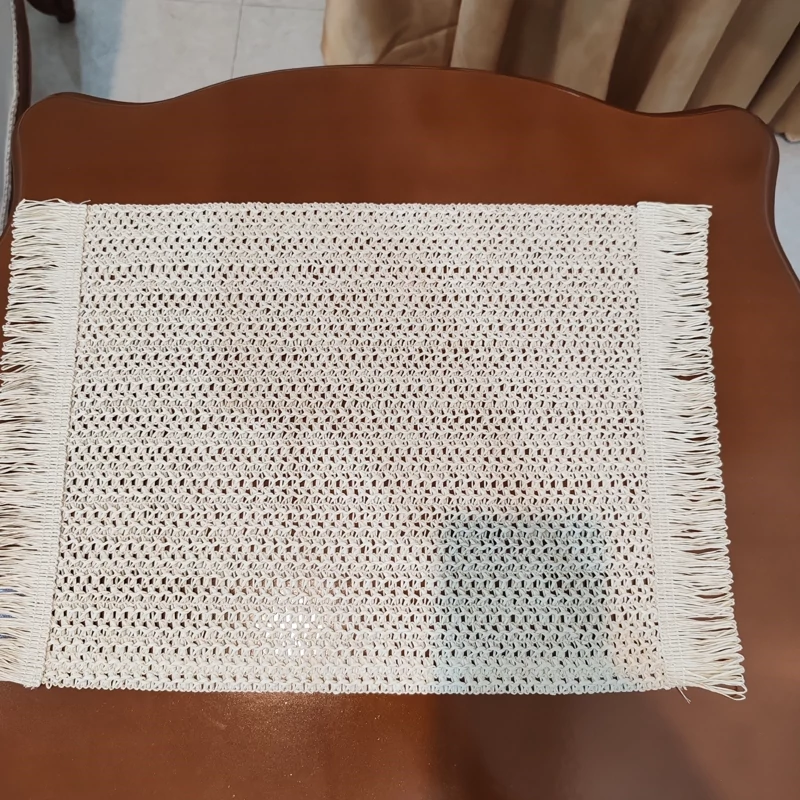 رومیزی زیربشقابی حصیری جدید طرح ساده 44*30سانتی