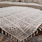 رومیزی مربع قلاب بافی نخی خارجی سایز 80*80