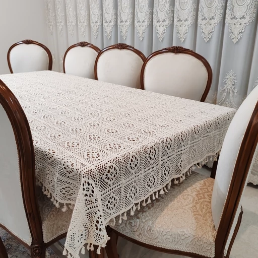 رومیزی غذاخوری قلاب بافی نخی جدید 250 سانت