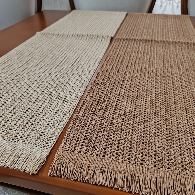 رومیزی زیربشقابی حصیری جدید طرح ساده 44*30سانتی