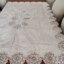 رومیزی غذاخوری مخمل دانتل ترک چهار نفره گل داوودی