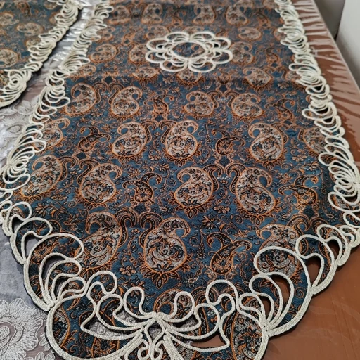 رومیزی ترمه قیطون دوزی پنج تکه درجه یک