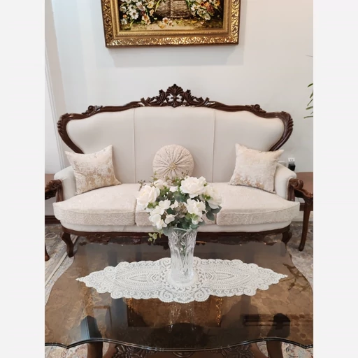 رومیزی دانتل مخمل خارجی سه تکه طرح خورشیدی