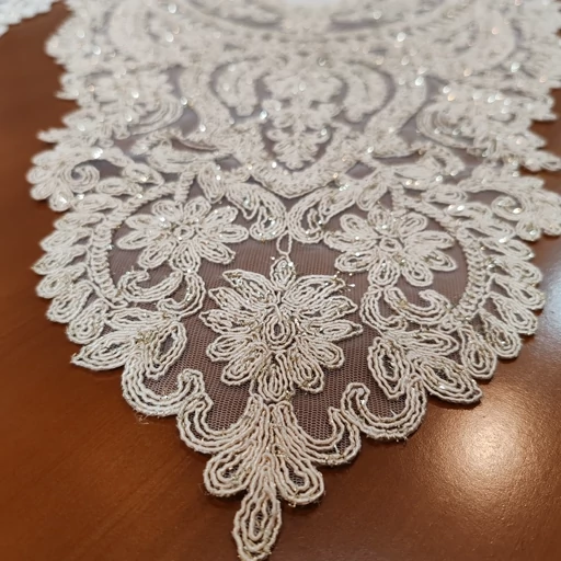 رومیزی بیضی دانتل مخمل سه تکه ترک اصل کد11