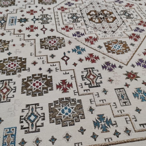 رومیزی روپشتی مربع مخمل ابریشمی شاین دار طرح عشایر 70