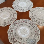 رومیزی عسلی دانتل مخمل مربع و گرد 40 سانتی