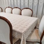 رومیزی غذاخوری قلاب بافی نخی جدید 180 سانت