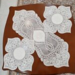 رومیزی دانتل مخمل سه تکه طرح پرواز