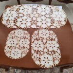 رومیزی بیضی ساتن گلدوزی در سه سایز طرح پاییز