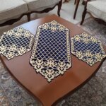 رومیزی مخمل چرم سه تکه طرح زنبوری جدید