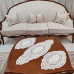 رومیزی دانتل مخمل ترک سه تکه کد 11 سایز 30*83