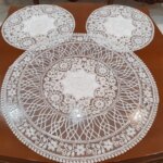 رومیزی گرد دانتل مخمل سه تکه طرح ستاره