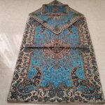 سجاده جانماز ترمه سنتی یزد رنگ آبی فیروزه ای