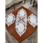 رومیزی بیضی مخمل دانتل سه تکه ترک میس لایف